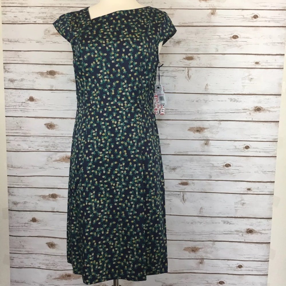 New Savile Row Dress Sz 10 Pineapples Blue #B